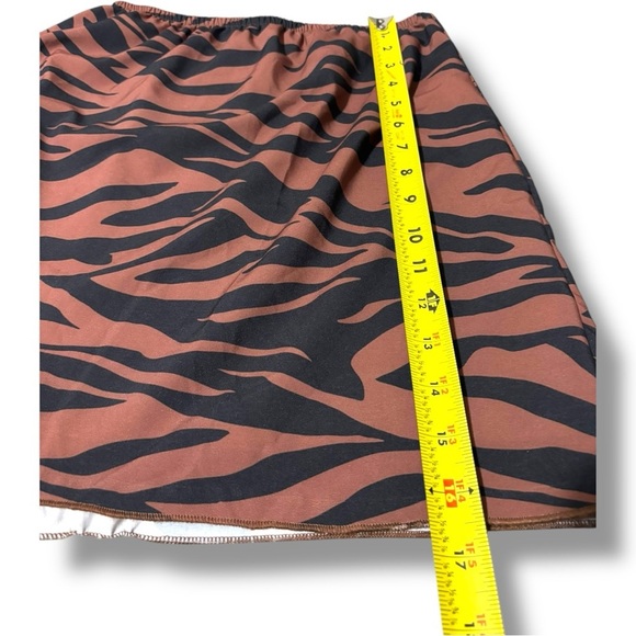 NWT Another Reason Wm 10 Bold Orange Zebra Print Elastic Waist A-line Mini Skirt - Picture 8 of 15
